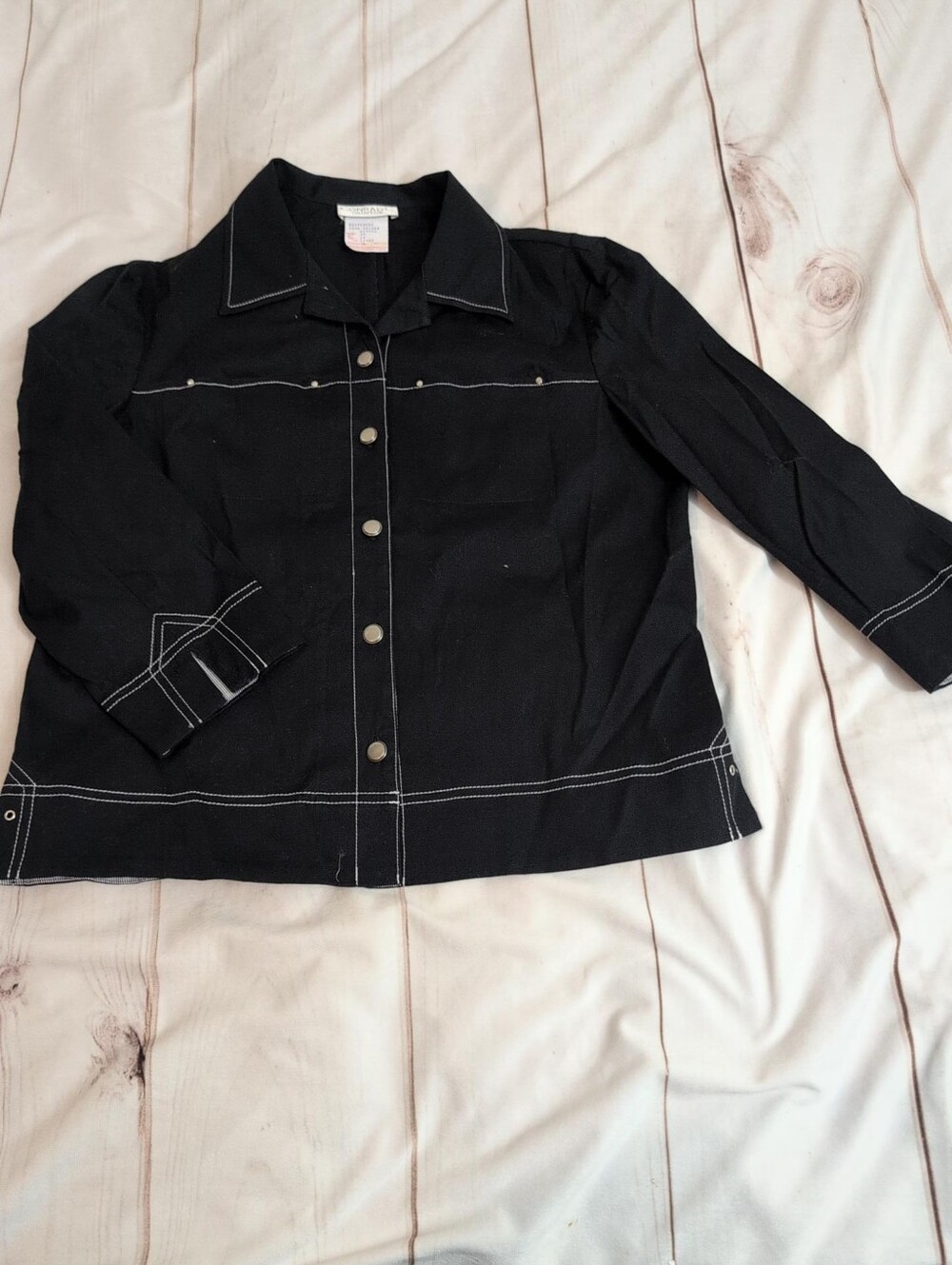 Conrad C Collection Black Western Jacket Size 14 Contrast Stitch Snap Front
